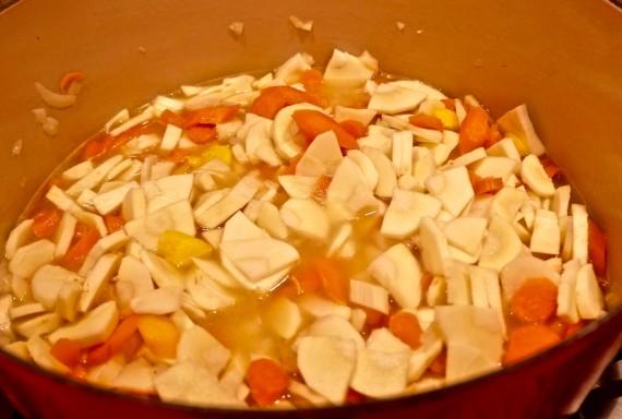 parsnips veggies with chicken broth