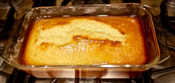 lemon cake after baking in pan