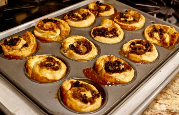 sticky buns after baking in pan