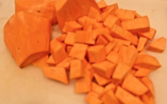 mashed sweet potatoes cubed