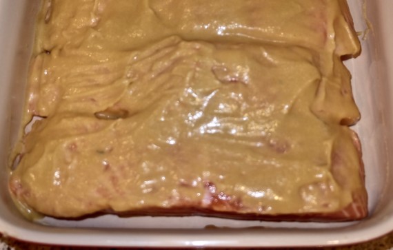 dijon salmon topped with dijon sauce