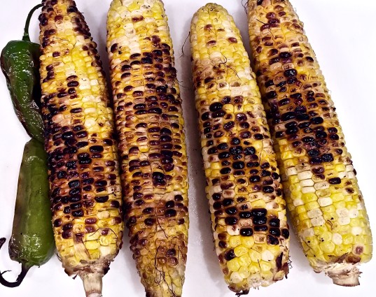 grilled corn- grilled with jalepenos