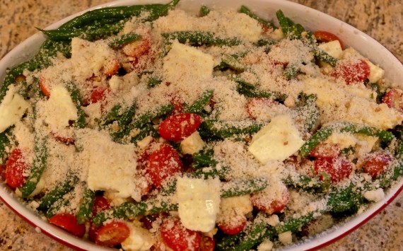 green beans in baking dish