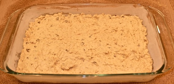 oatmeal brownies in pan before cooking