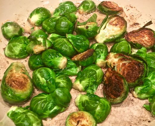 Braised brussels sprouts, carmelized