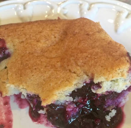 blueberry cob cut in dish