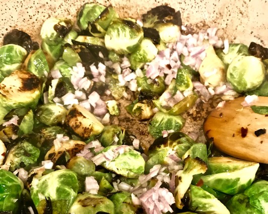 hot and sweet brussels shallots garlic nd thyme