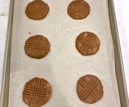 peanut butter cookies on bake pan