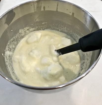 sponge cups.fold egg whites into mixture