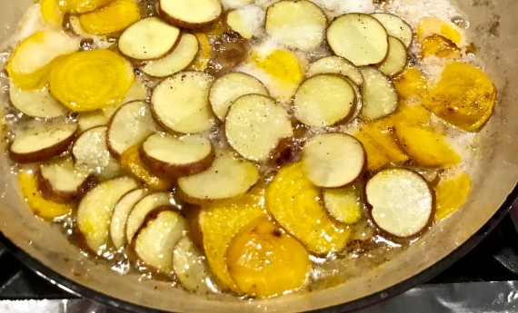 beets and potatoes potatoes and beets in pan