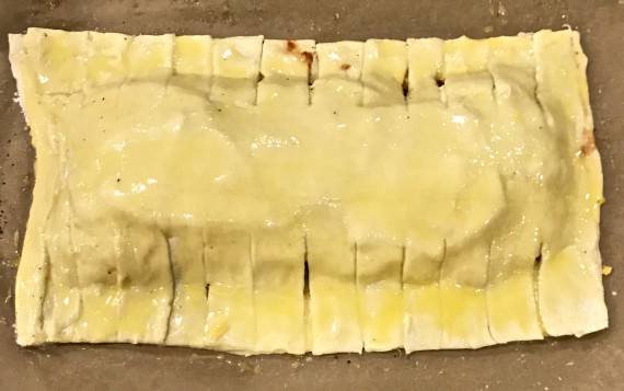 jalousie pastry covered with egg