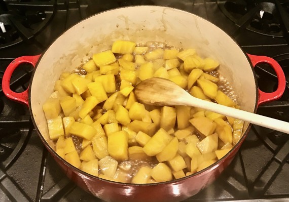 Brown Sugar Beets in pan with brwon suagr and orange juice