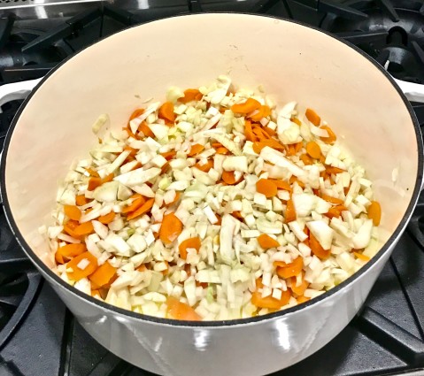 Beans fennel and carrot cooking