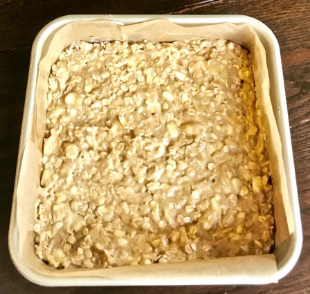 banana oat uncooked in pan