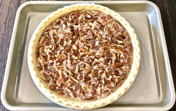 pecan pie ingredients in crust